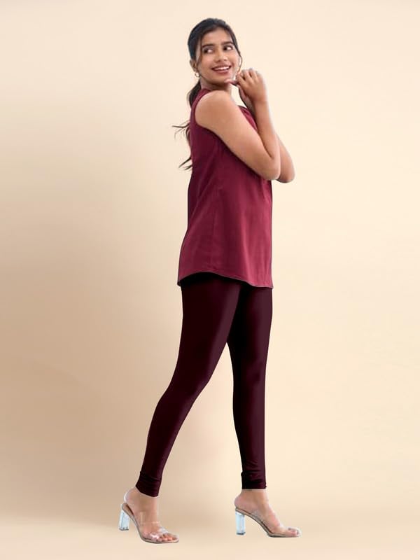 TRENDMALLS Women's Microfiber Elastane Stretch Soft Churidar Length Leggings with Ultrasoft Waistband - Image 4