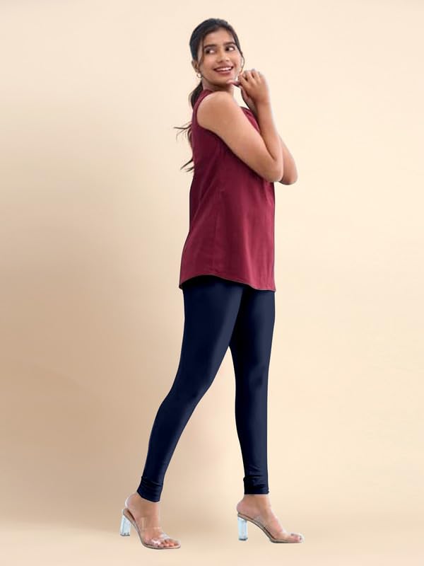 TRENDMALLS Women's Microfiber Elastane Stretch Soft Churidar Length Leggings with Ultrasoft Waistband - Image 4