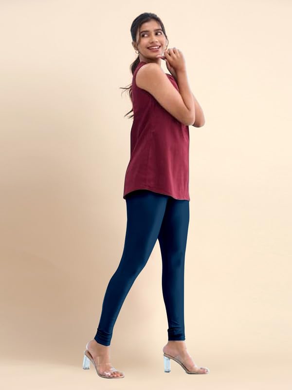 TRENDMALLS Women's Microfiber Elastane Stretch Soft Churidar Length Leggings with Ultrasoft Waistband - Image 4