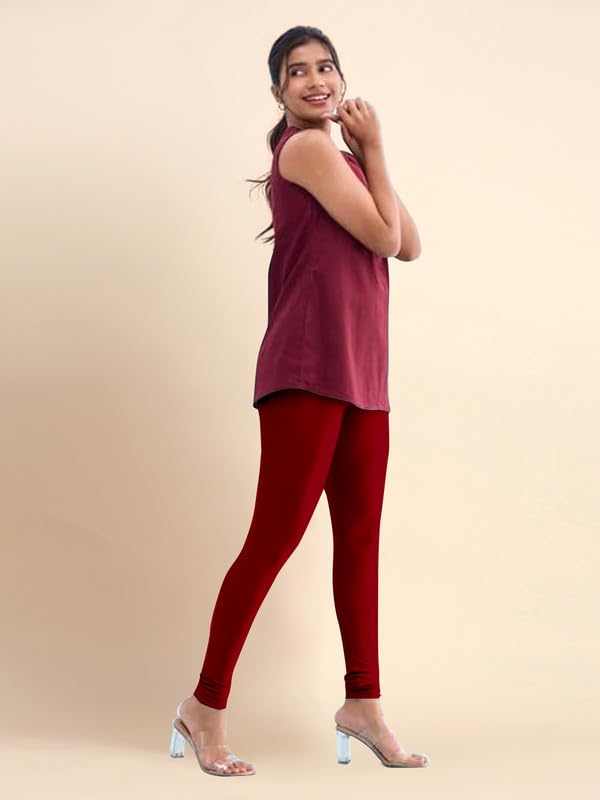 TRENDMALLS Women's Microfiber Elastane Stretch Soft Churidar Length Leggings with Ultrasoft Waistband - Image 3