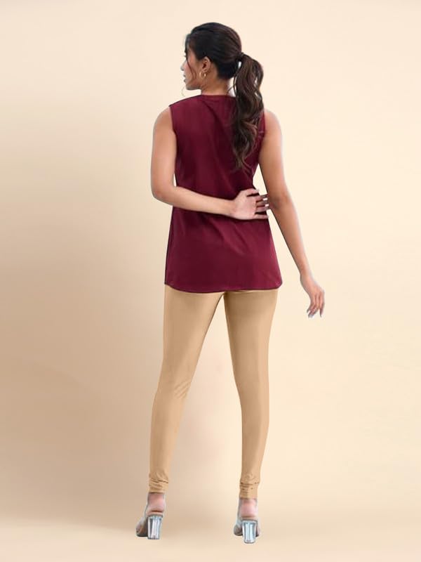 TRENDMALLS Women's Microfiber Elastane Stretch Soft Churidar Length Leggings with Ultrasoft Waistband - Image 3