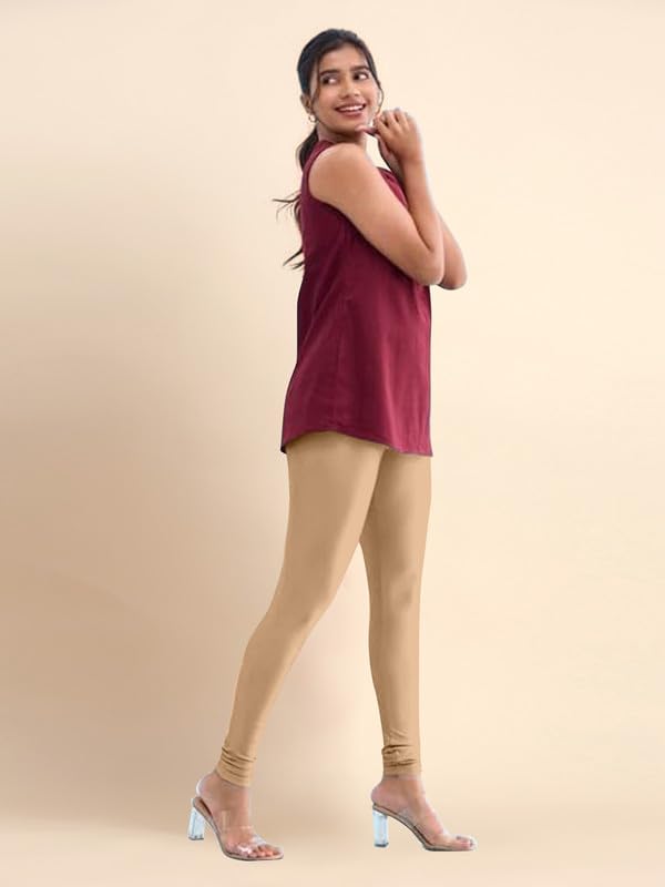 TRENDMALLS Women's Microfiber Elastane Stretch Soft Churidar Length Leggings with Ultrasoft Waistband - Image 5