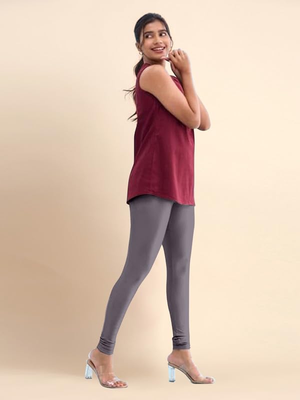 TRENDMALLS Women's Microfiber Elastane Stretch Soft Churidar Length Leggings with Ultrasoft Waistband - Image 5