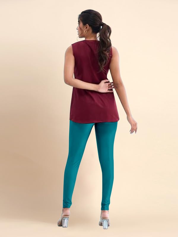 TRENDMALLS Women's Microfiber Elastane Stretch Soft Churidar Length Leggings with Ultrasoft Waistband - Image 3