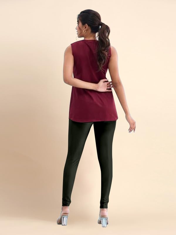TRENDMALLS Women's Microfiber Elastane Stretch Soft Churidar Length Leggings with Ultrasoft Waistband - Image 3