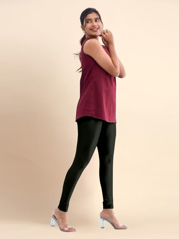 TRENDMALLS Women's Microfiber Elastane Stretch Soft Churidar Length Leggings with Ultrasoft Waistband - Image 5