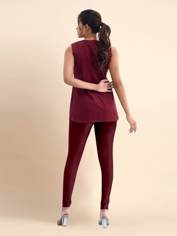 TRENDMALLS Women's Microfiber Elastane Stretch Soft Churidar Length Leggings with Ultrasoft Waistband - Image 3