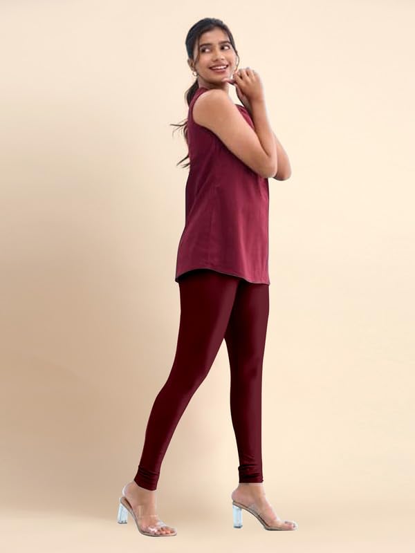 TRENDMALLS Women's Microfiber Elastane Stretch Soft Churidar Length Leggings with Ultrasoft Waistband - Image 5