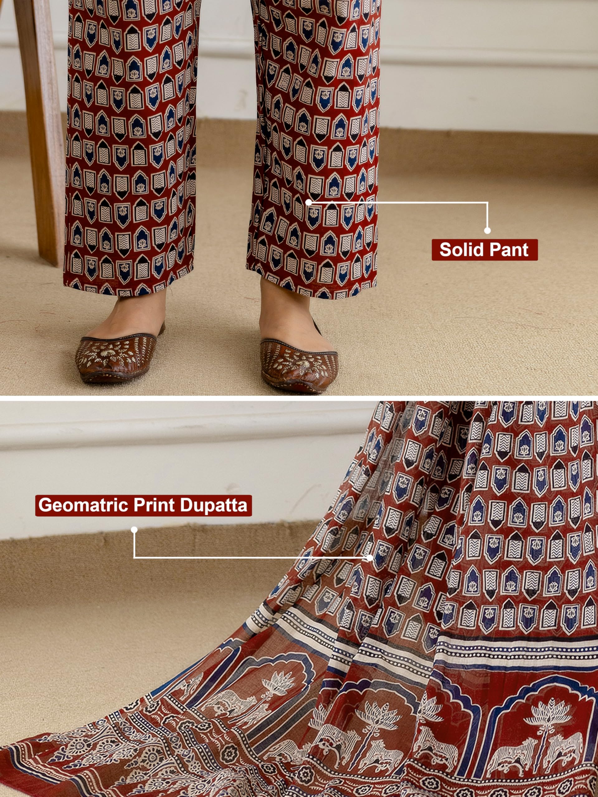 TRENDMALLS Women’s Pure Cotton Embroidery Sequence Work Anarkali Kurta Pant with Dupatta Set For Women - Image 5