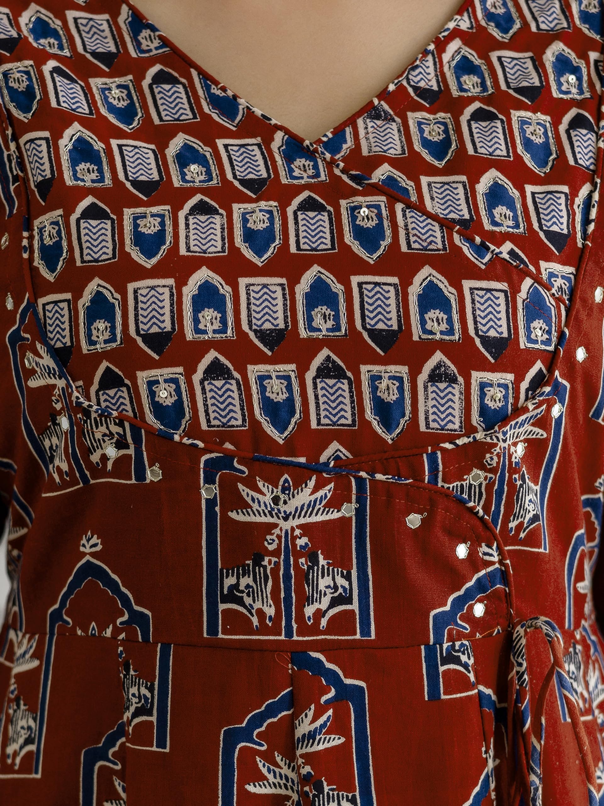 TRENDMALLS Women’s Pure Cotton Embroidery Sequence Work Anarkali Kurta Pant with Dupatta Set For Women - Image 8