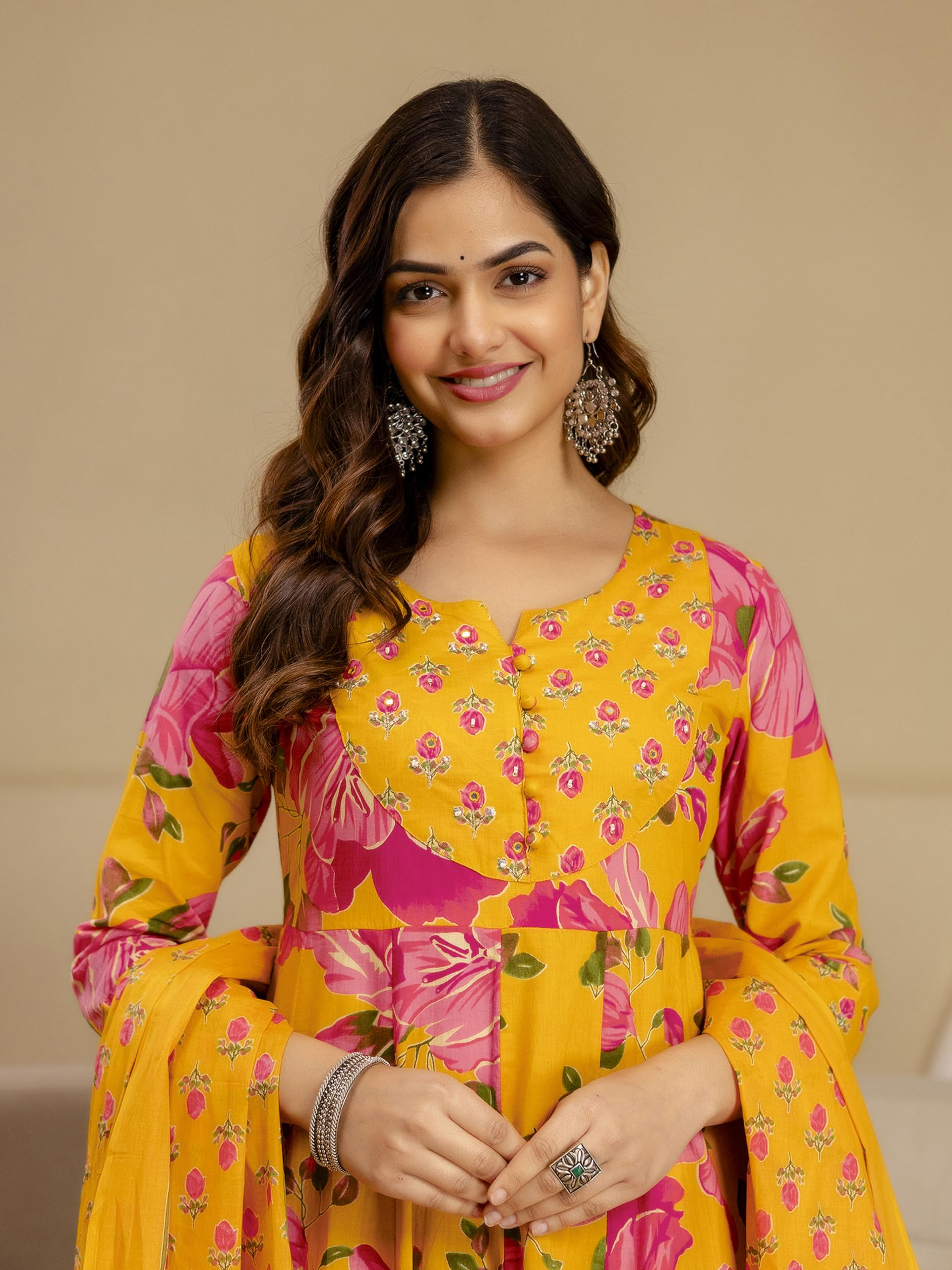 TRENDMALLS Women’s Pure Cotton Embroidery Sequence Work Anarkali Kurta Pant with Dupatta Set For Women - Image 6