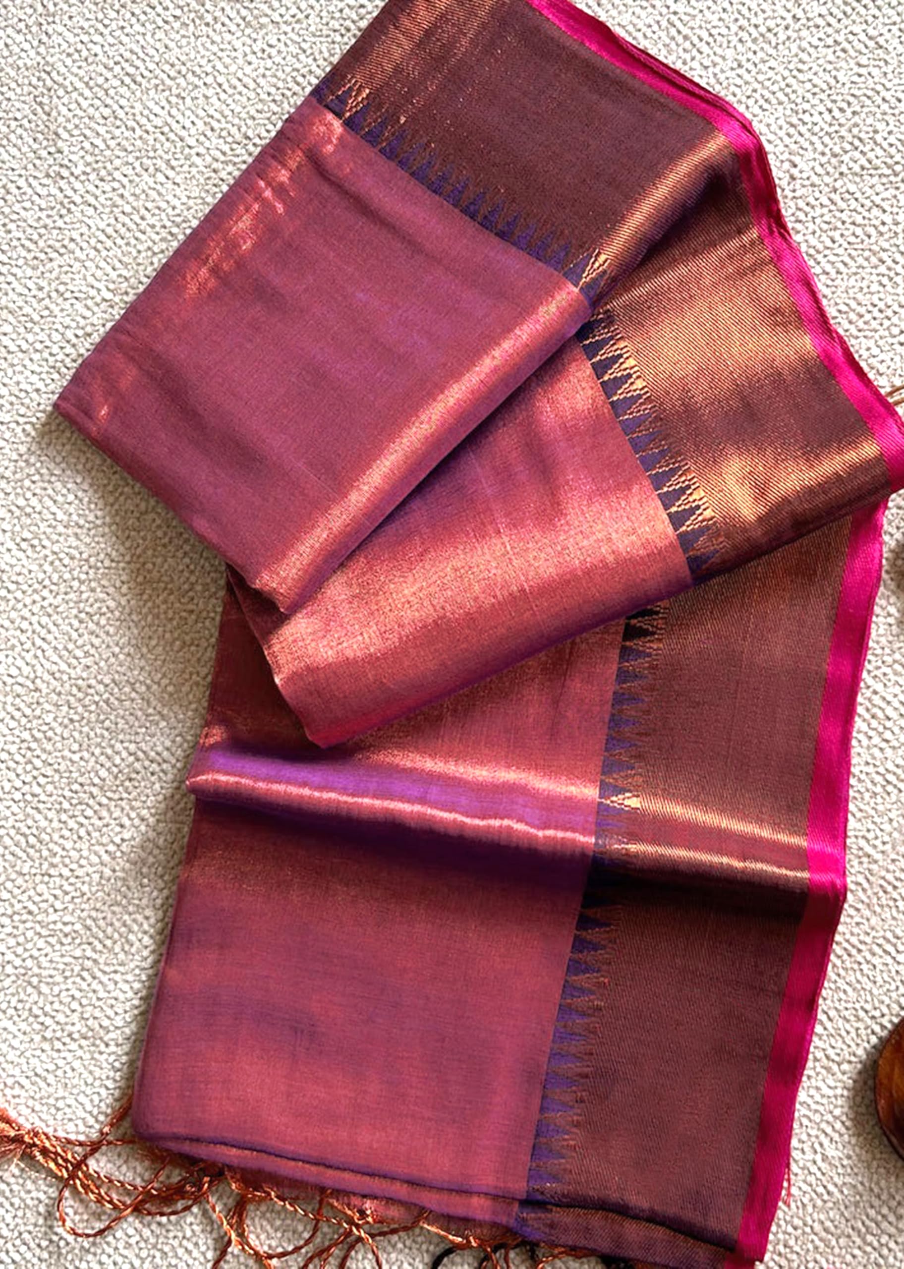 TRENDMALLS Women's Pure Tissue Cotton Handloom South Style Saree with Unstitched Blouse Piece - Image 6