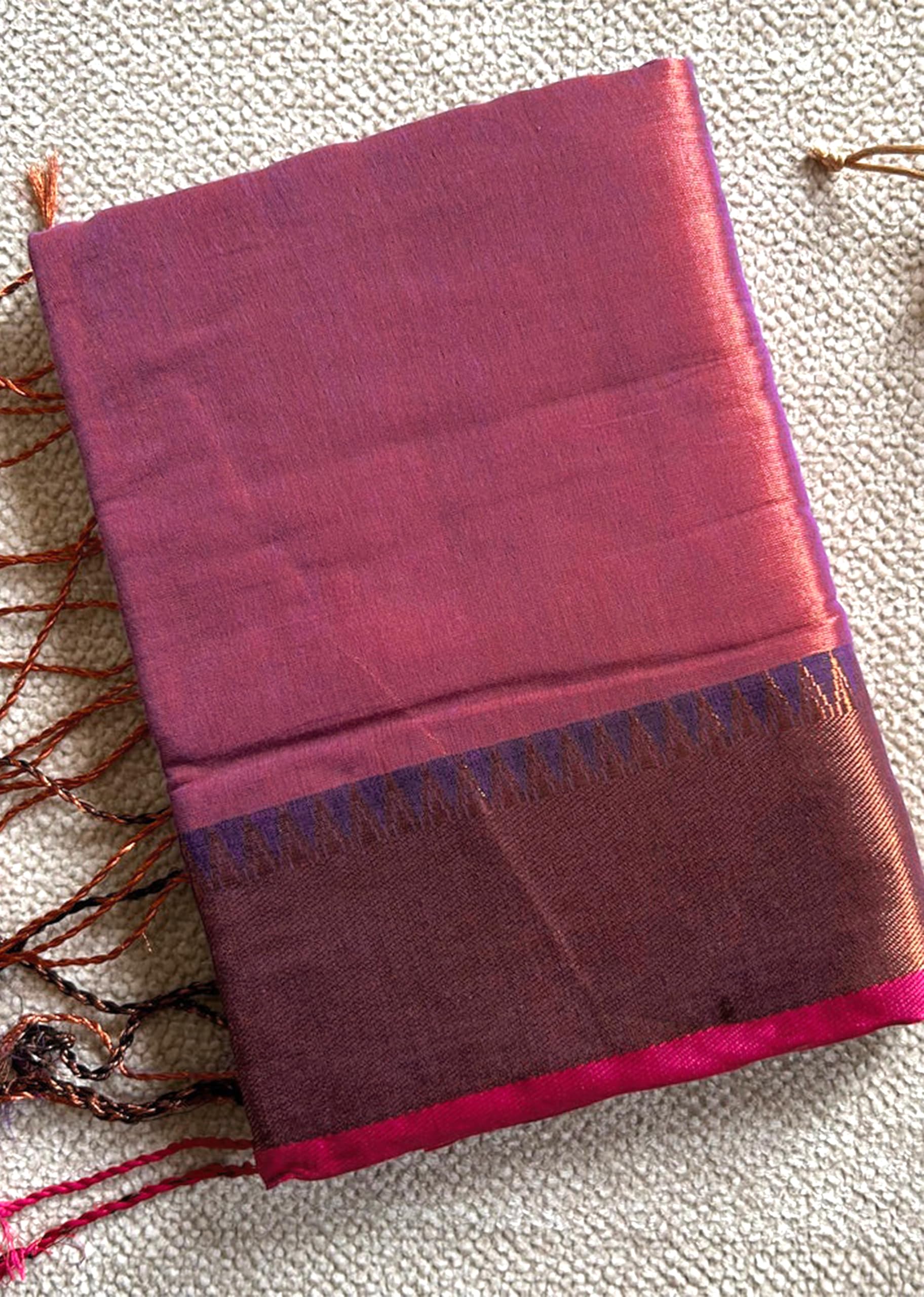 TRENDMALLS Women's Pure Tissue Cotton Handloom South Style Saree with Unstitched Blouse Piece - Image 8