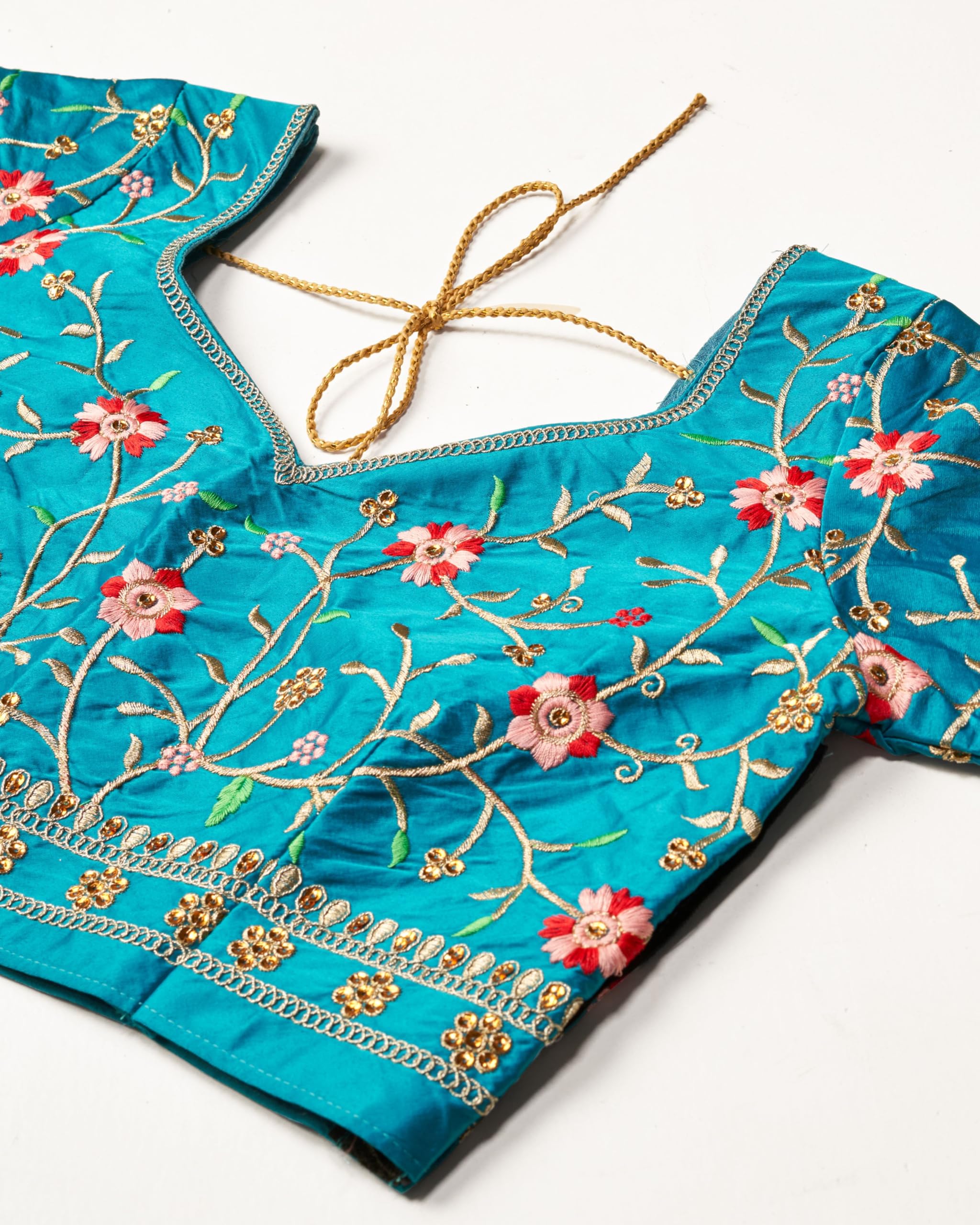 TRENDMALLS Women's Satin Embroidery work Wedding Lehenga Choli with Dupatta Ready To Wear - Image 5