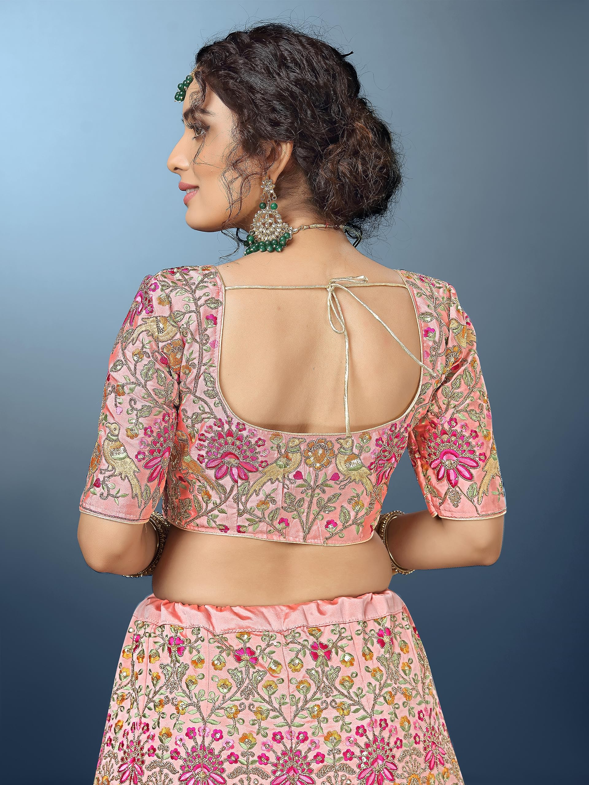 TRENDMALLS Women's Silk Heavy Embroidery work Bridal Lehenga Choli with Dupatta Ready To Wear - Image 7