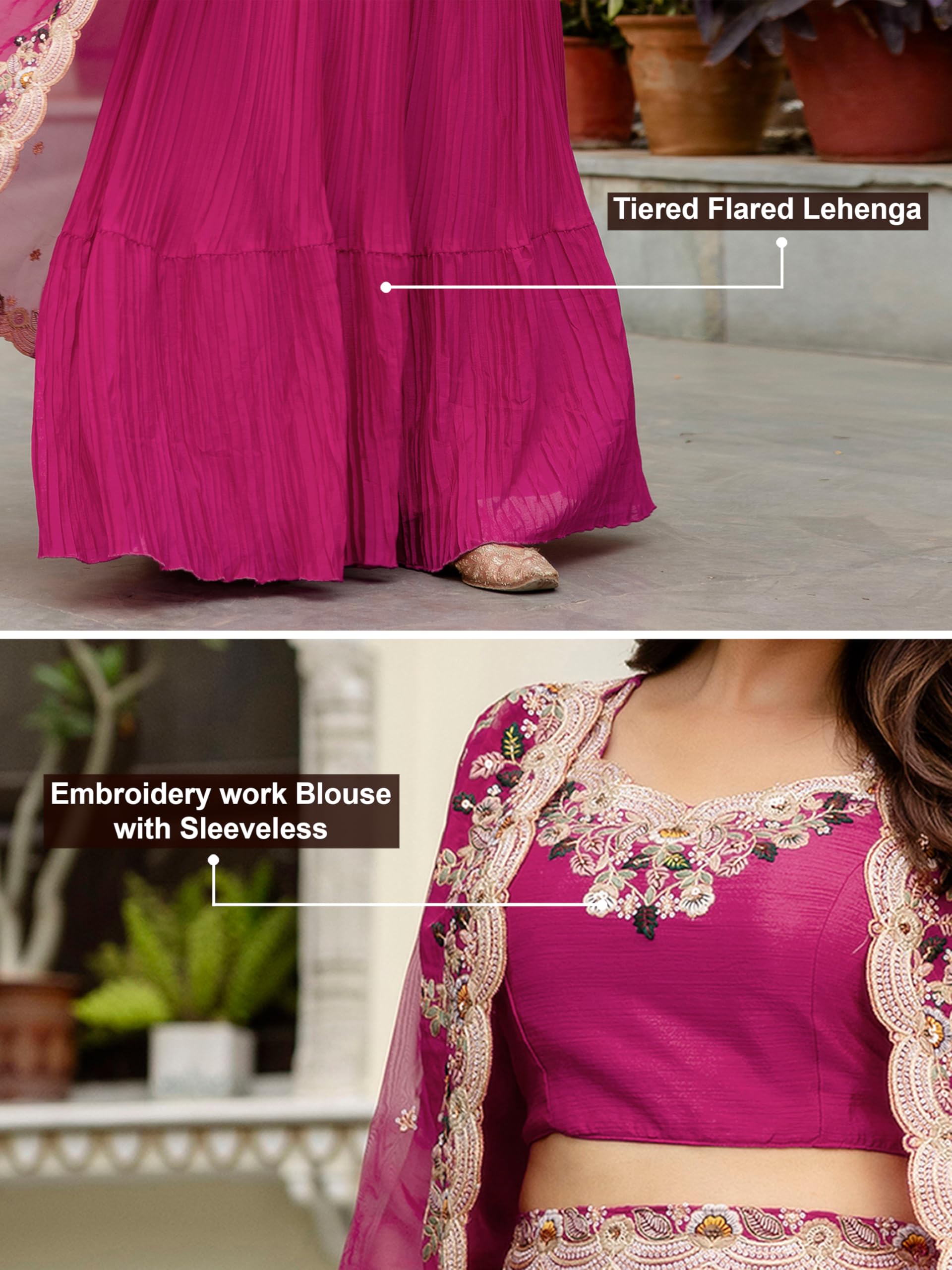 TRENDMALLS Women's Soft Organza Embroidery Crop Top with Flared Pleated Skirt and Shrug Set - Image 5