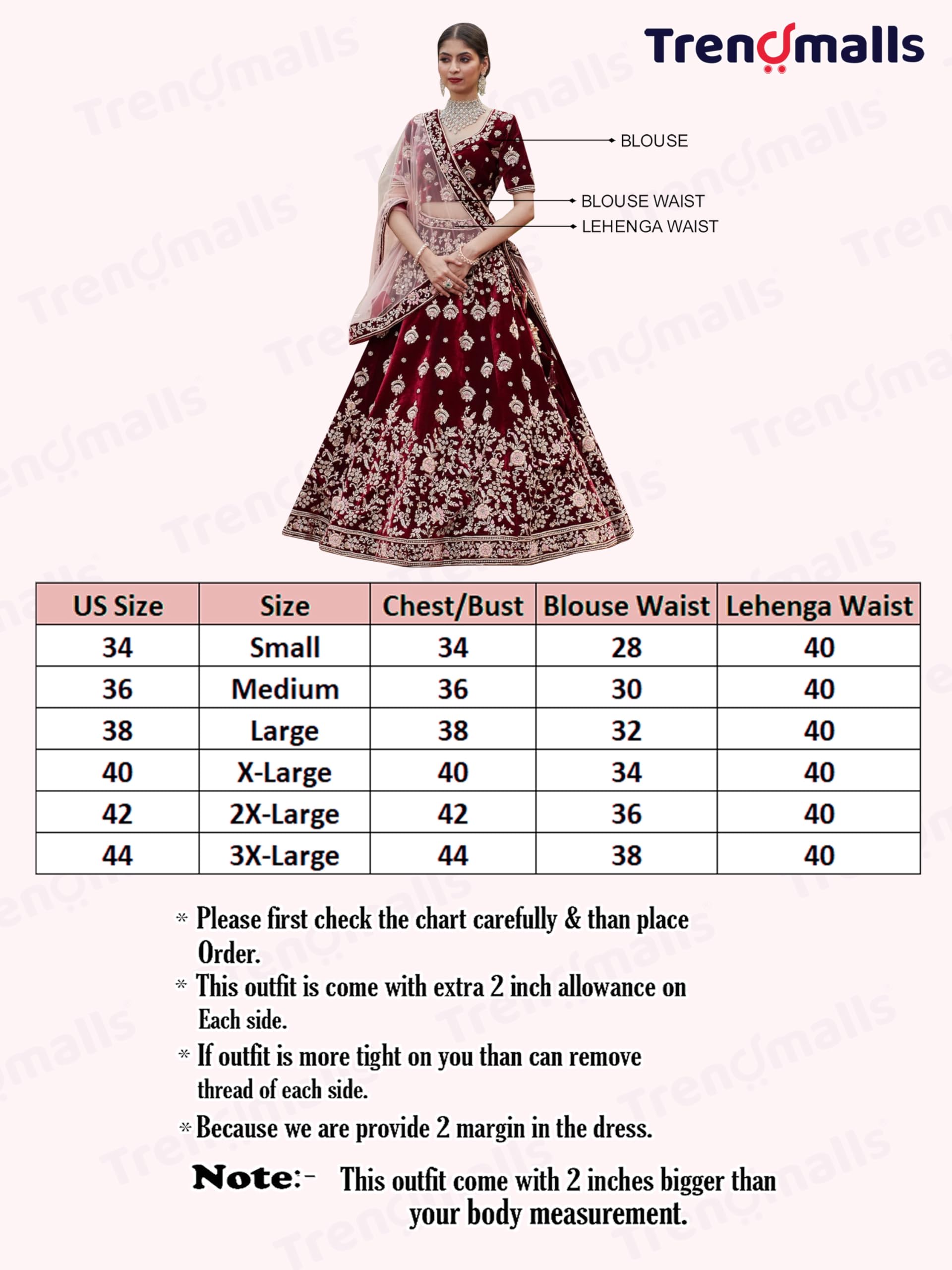 TRENDMALLS Women's Velvet Sequin Embroidery Work Bridal Lehenga Choli with Dupatta Ready To Wear For Women - Image 6