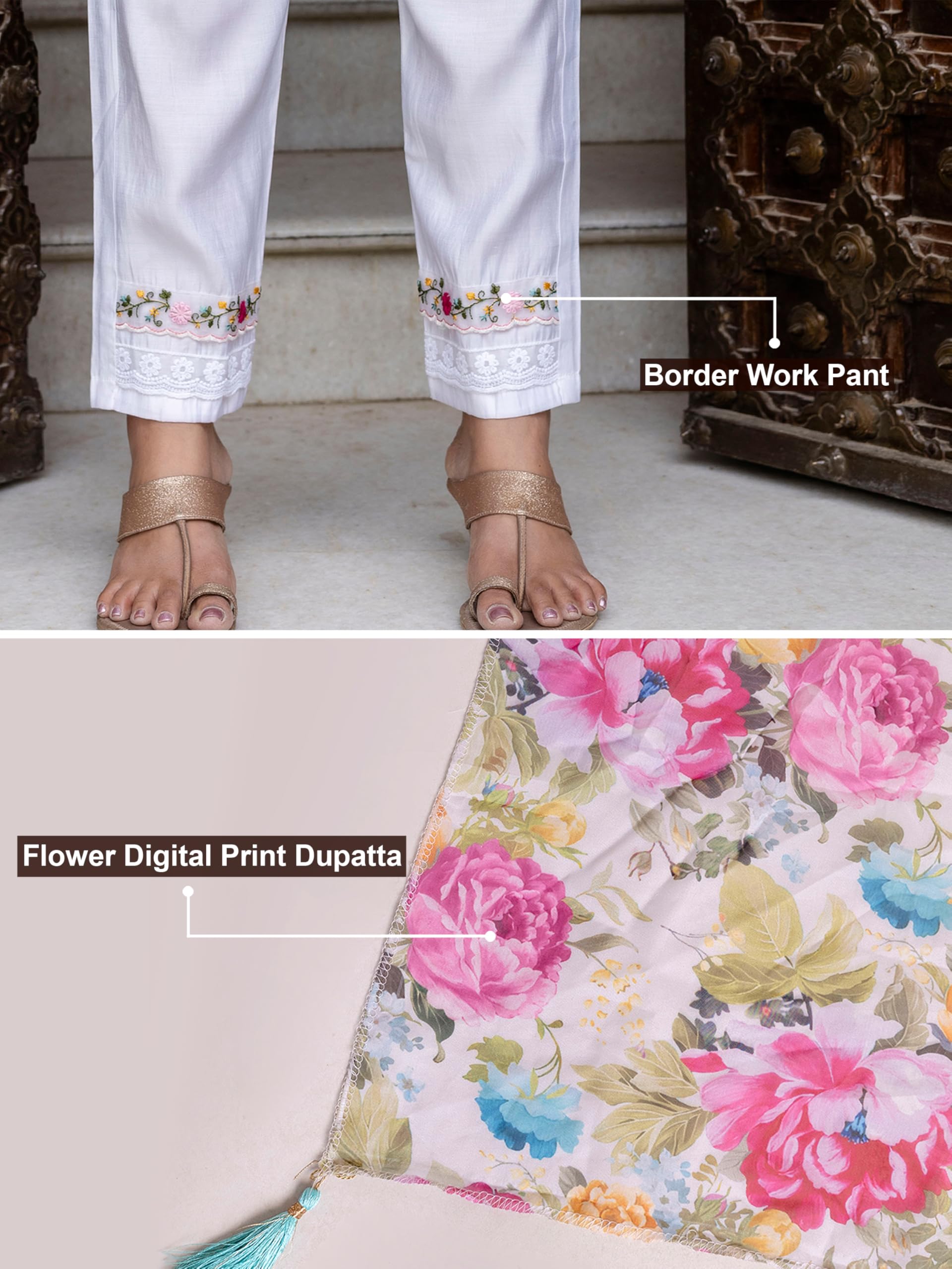 TRENDMALLS Women's Viscose Silk Embroidery A-line Kurta Pant Salwar Suit Set Kurta Set for Women - Image 5