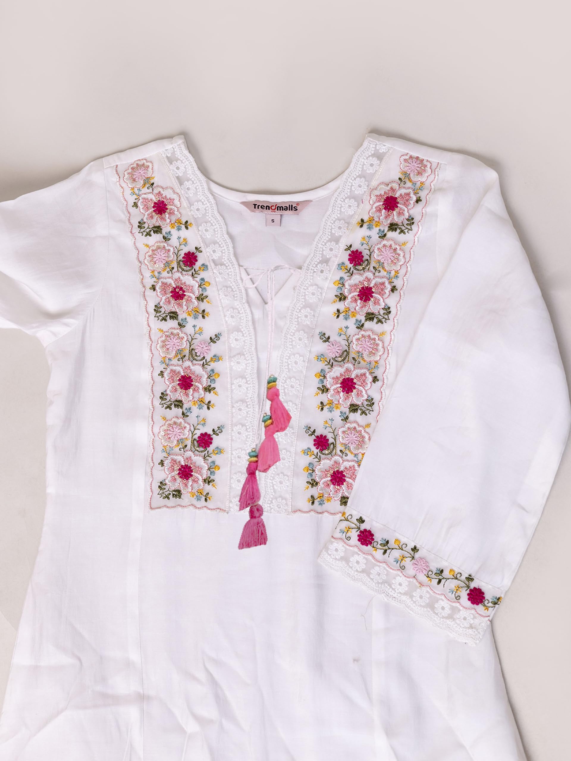 TRENDMALLS Women's Viscose Silk Embroidery A-line Kurta Pant Salwar Suit Set Kurta Set for Women - Image 6